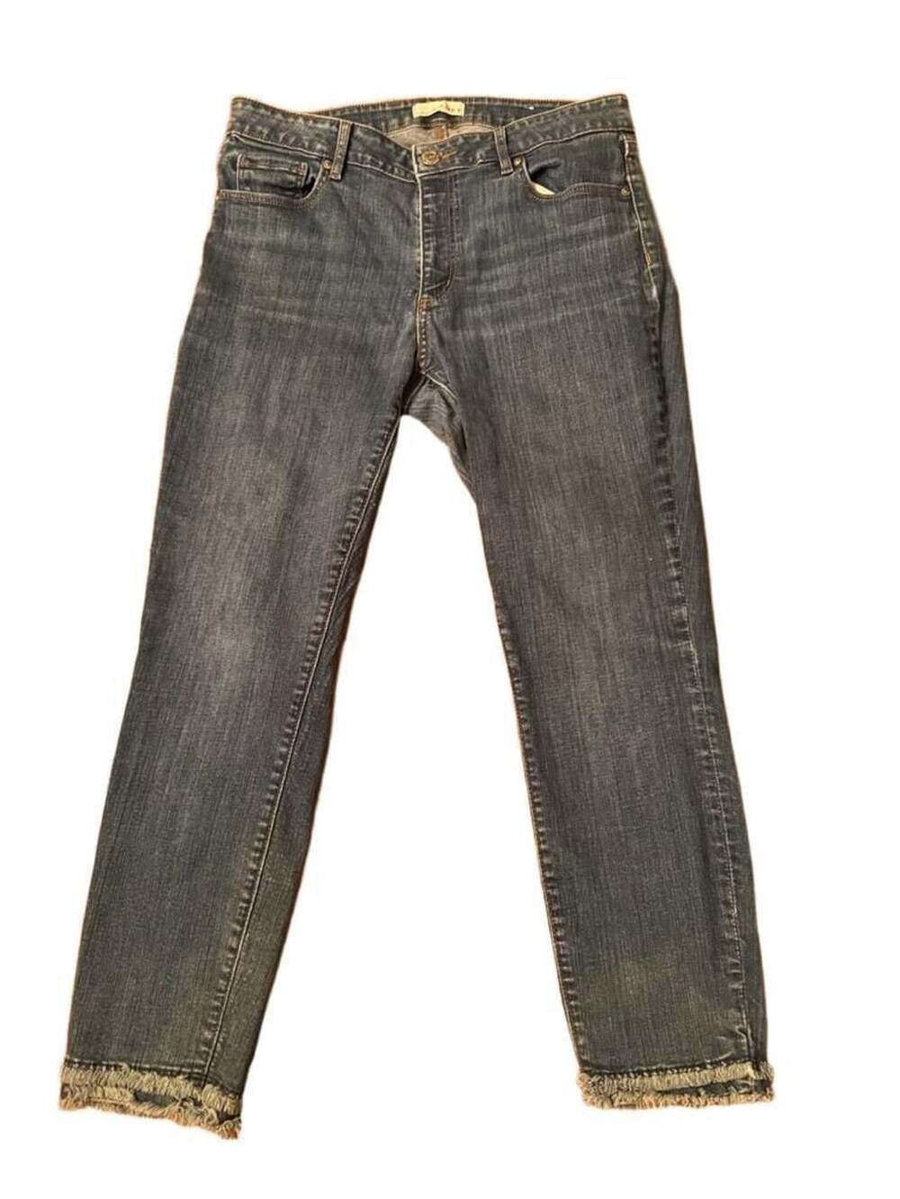 LOFT Women's Blue Denim Skinny Ankle Fray Hem Jeans Size 30 / 10 h1407